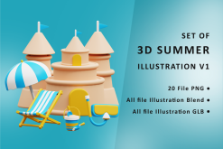 Set of 3D Summer Illustration V3
