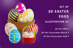 Set of 3D Easter Eggs Illustration V1