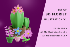 Set of 3D Florist Illustration V1