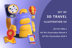 Set of 3D Travel Illustration V2