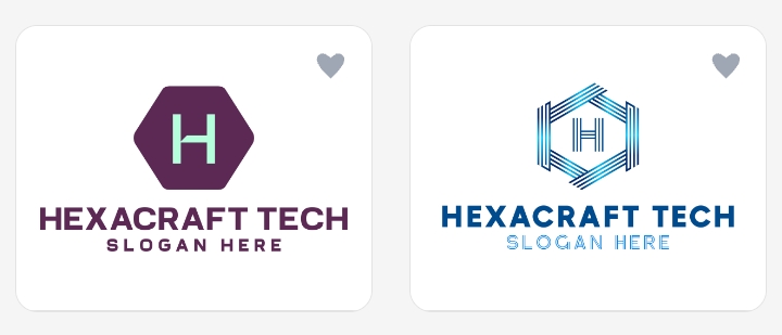 16. Craft a minimal tech logo using hexagonal shapes, metallic tones, and a digital interface vibe.