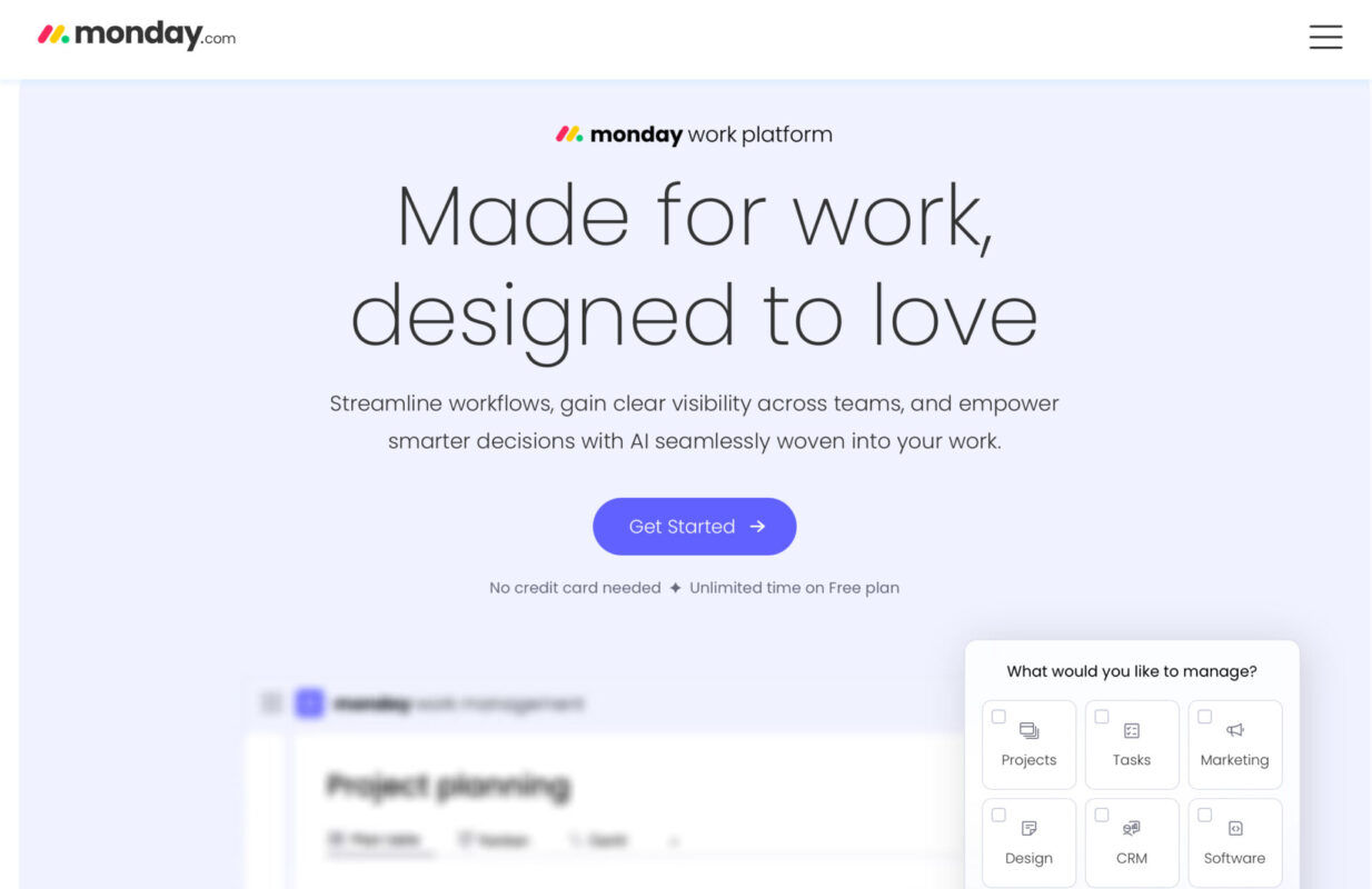 Monday.com homepage