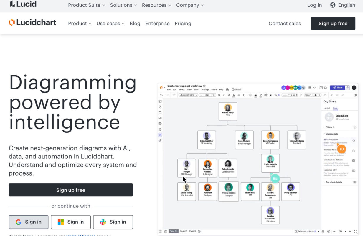 Lucidchart homepage
