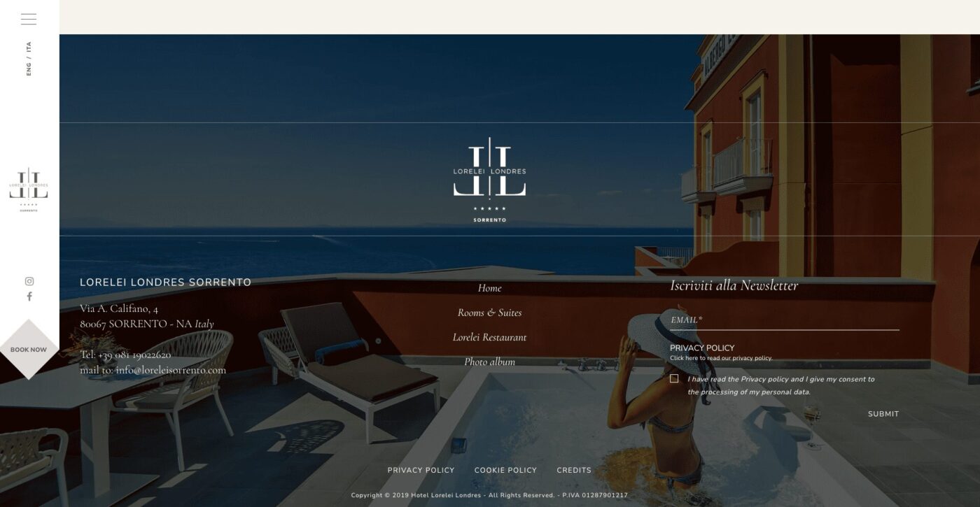 Luxury footer design with elegant typography and minimal navigation