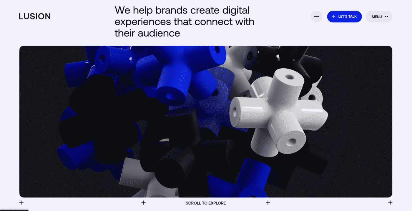 Lusion interactive website with 3D picture movement effects