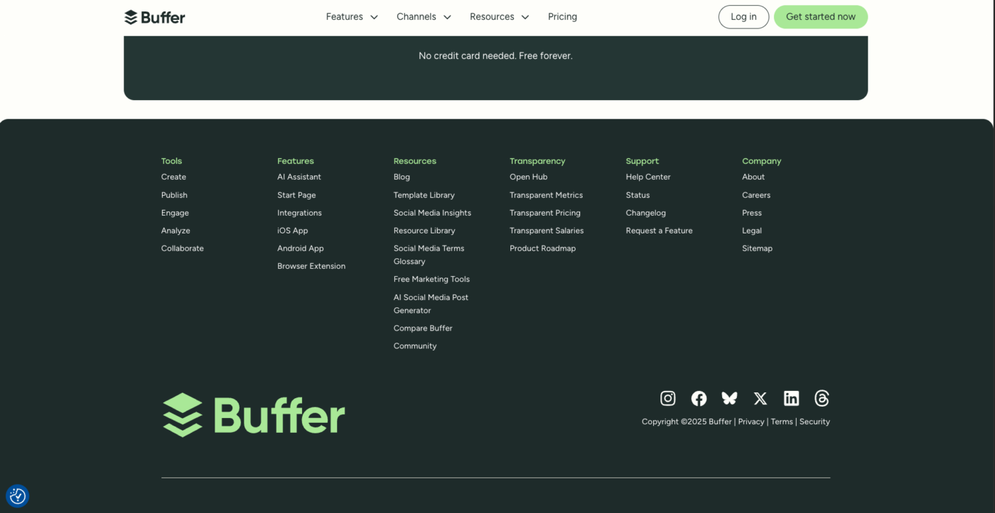 Simple footer with organized navigation