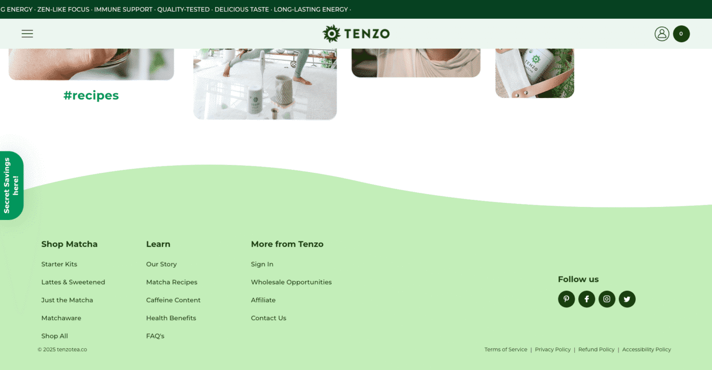 Simple but modern footer by Tenzotea website