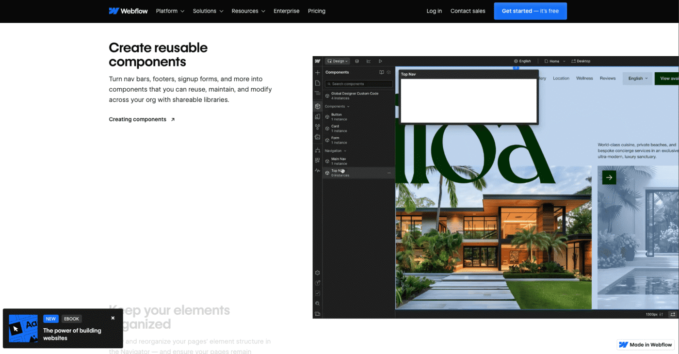 The Webflow’s main website