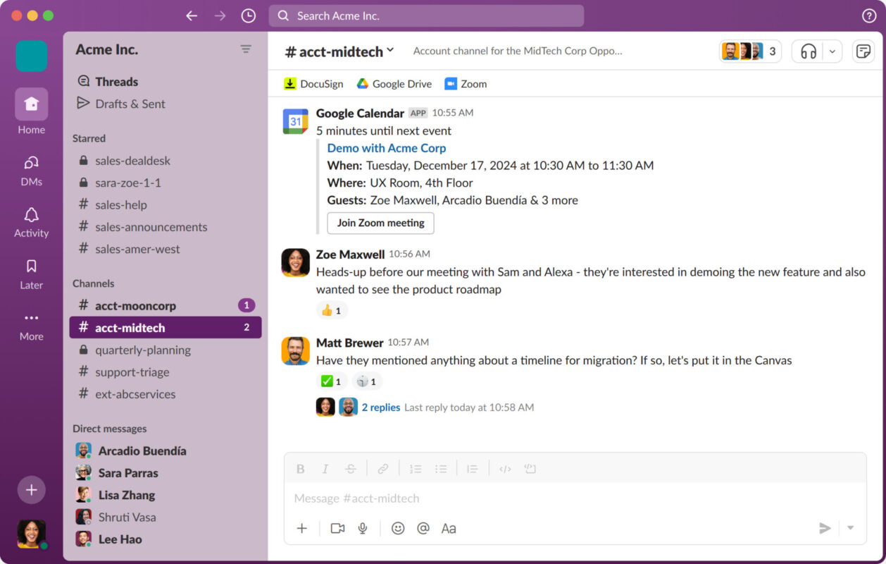 Slack interface | Source: Slack