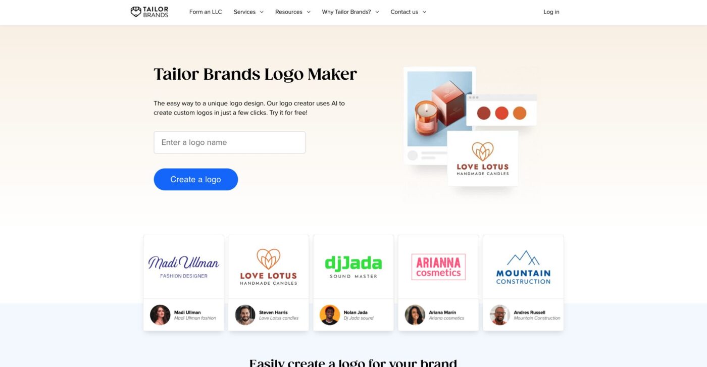 Tailor Brands logo and collaborative results | Source: Tailor Brands