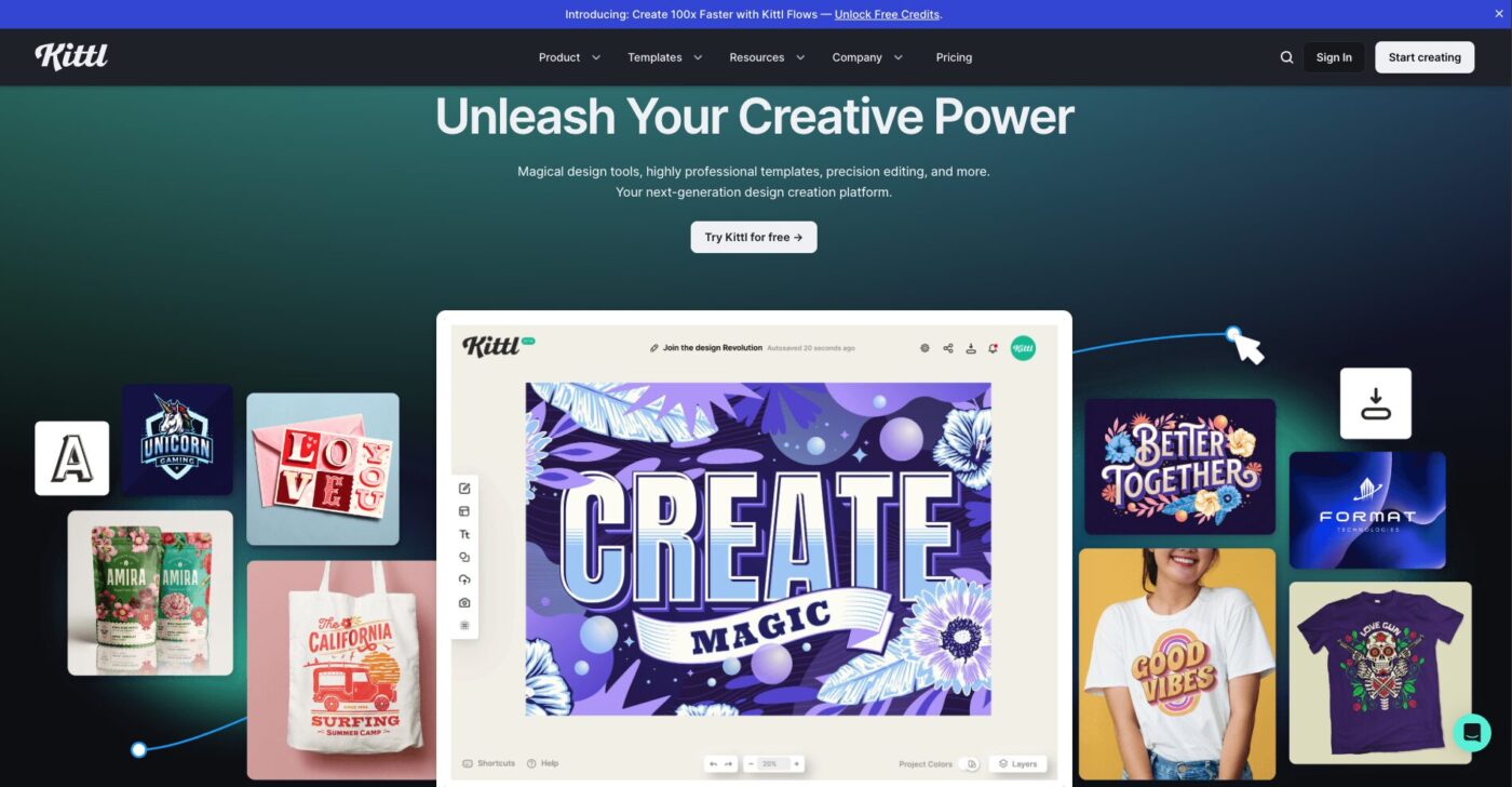 Kittl interface for creative logo and typography design | Source: Kittl